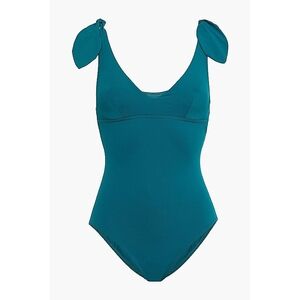 MAISON LEJABY Norma Jeane Knotted One-piece Teal One-Piece Swimsuit Bow Straps